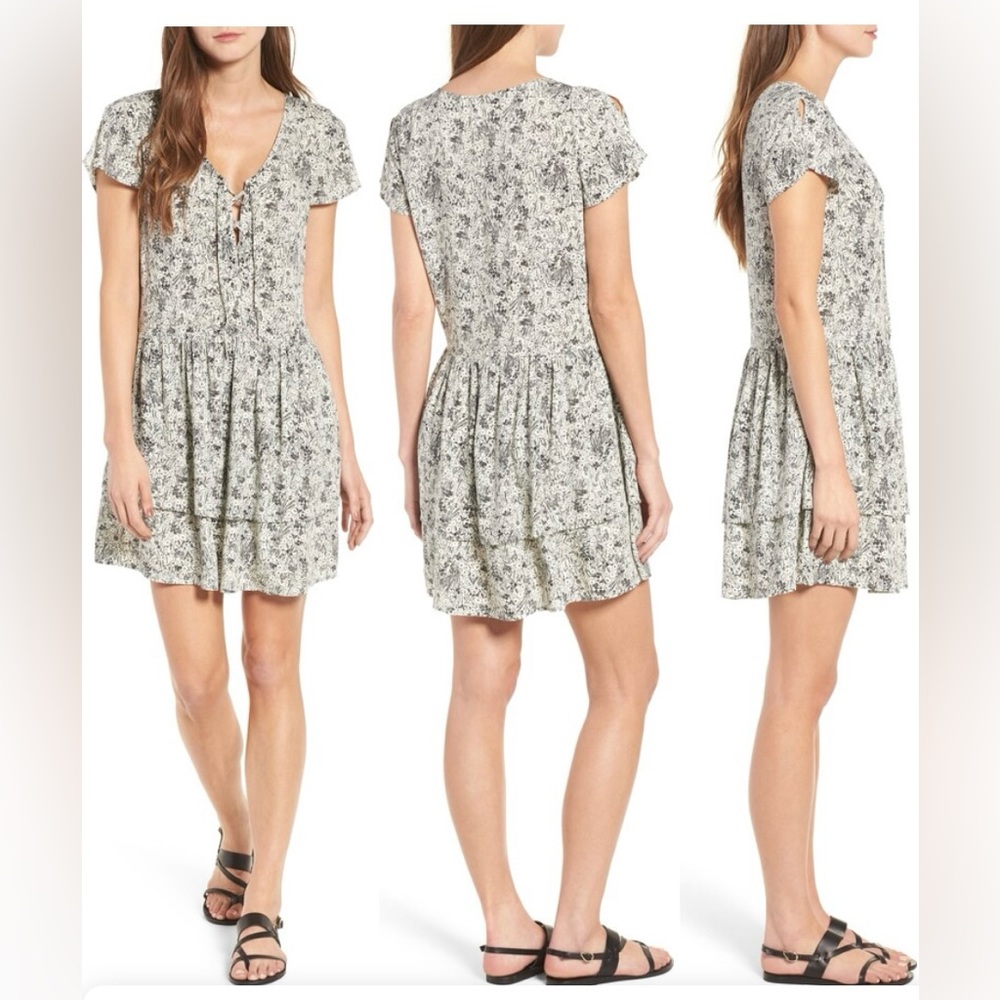 Treasure & Bond Lace Up Ruffle Dress